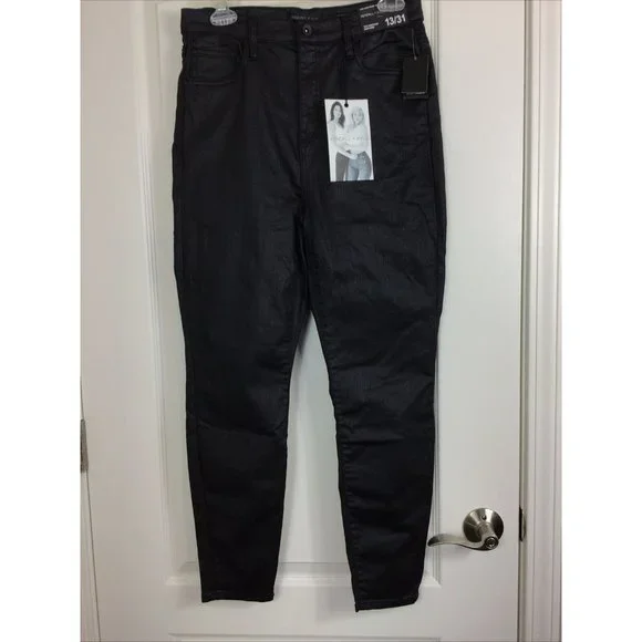 Kendall + Kylie Coated Black Kontour High Rise Pants, Sz 13/31 NWT - Picture 1 of 9